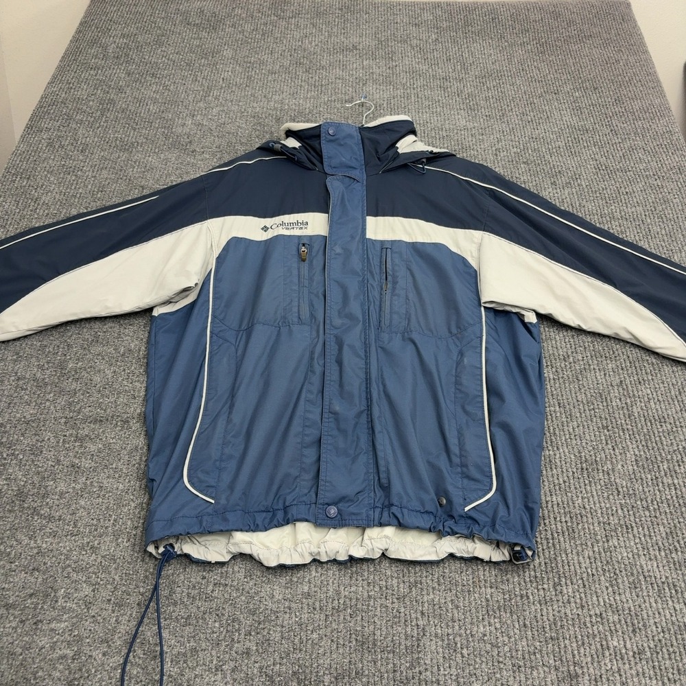 Columbia Jacket Mens M Blue Nylon Vertex Interchange Hooded Gorpcore Hiking